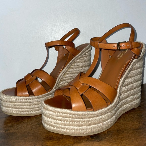 Saint Laurent Tribute Espadrilles Wedge in smooth leather – Amber - NWOB - Picture 8 of 8